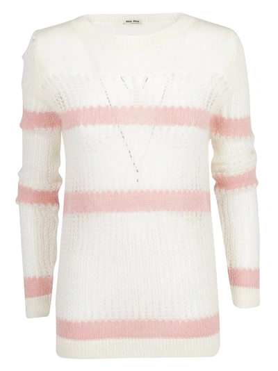 Miu Miu Striped Knitted Jumper In Multi