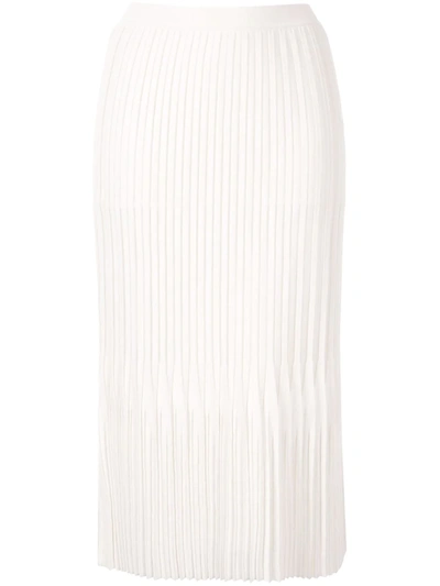 Dion Lee Godet Pleated Knit Midi Skirt In White