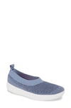 Fitflop Uberknit Ballerina Flat In Powder Blue/ Aurora Blue