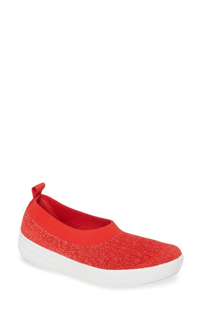 Fitflop Uberknit Ballerina Flat In Red