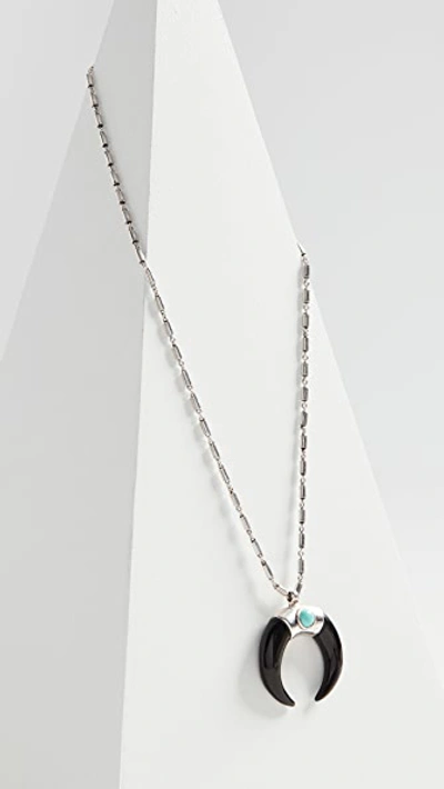 Isabel Marant Zanzibar Horn Pendant Necklace In Blue/silver