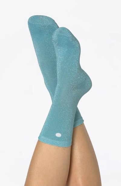 Doiy Shell Metallic Crew Socks In Blue