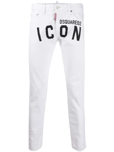 Dsquared2 Icon Logo Tapered Jeans In White