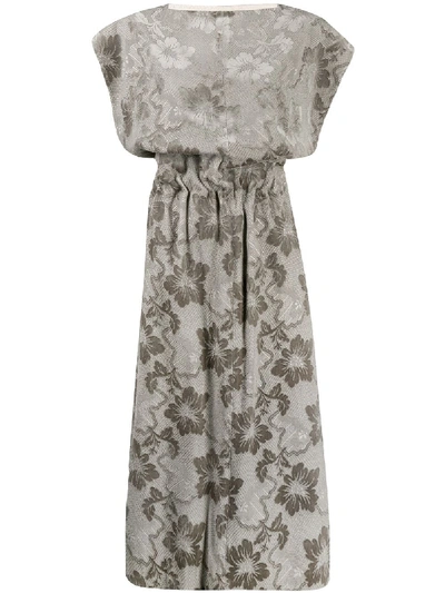 Pre-owned Comme Des Garçons 1996 Floral Jacquard Dress In Grey