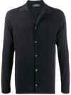 Zanone Flexwool Knitted Shirt In Blue