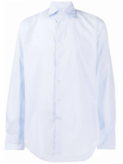 Glanshirt Spread-collar Pinstriped Shirt In Blue