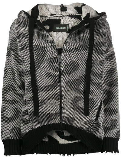 Zadig & Voltaire Lennox Leopard-knit Cardigan In Black