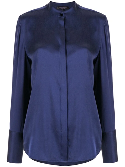 Shanghai Tang Jewel Button Sandwashed Shirt In Blue