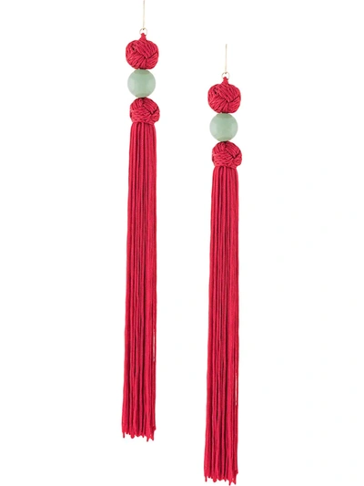 Shanghai Tang Long Tassel Earring In Red