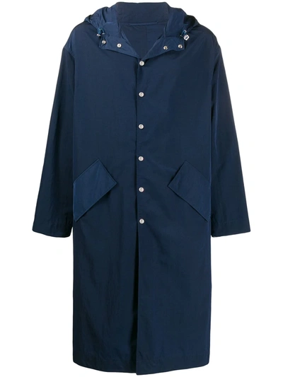 Kenzo Embroidered Twill Raincoat In Midnight Blue