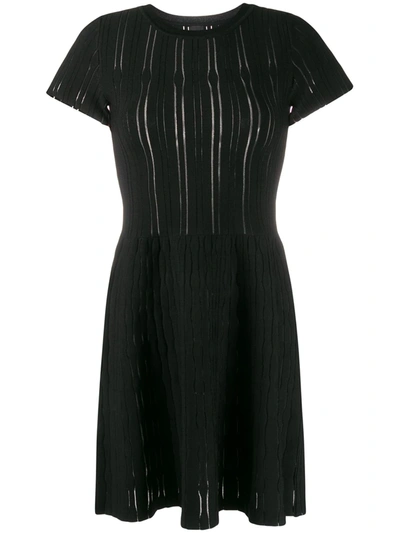 Pinko Ribbed-knit Mini Dress In Black