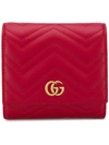 Gucci Small Quilted Gg Wallet In Red