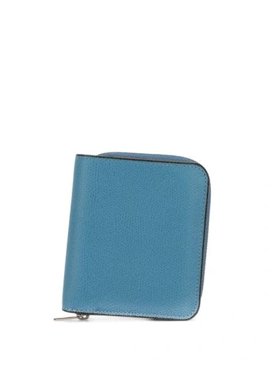 Valextra Pebbled Zip-around Wallet In Blue