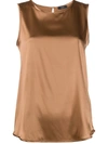 Peserico Bead-collar Silk Top In Brown