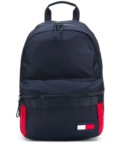 Tommy Hilfiger Front Logo Patch Zipped Backpack In Blue