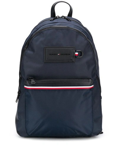 Tommy Hilfiger Logo Patch Stripe Detail Backpack In Blue