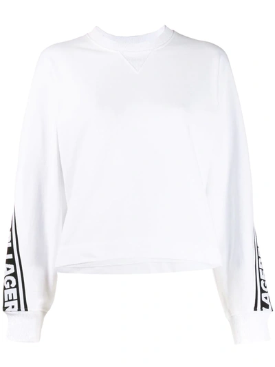 Karl Lagerfeld Long Sleeve Logo Stripe Jumper In White