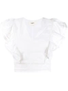 Isabel Marant Étoile Ruffled Crop Blouse In White