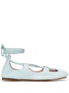 Lanvin Tie Ankle Ballerina Shoes In Light Blue