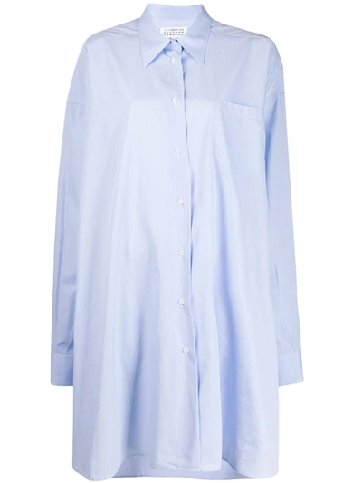 Maison Margiela Asymmetric Longline Shirt In Blue