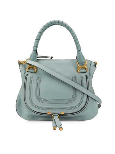 Chloé Marcie Leather Tote In Blue