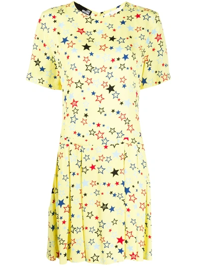 Love Moschino Star Print Shift Dress In Yellow