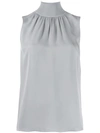 Theory Mock-neck Sleeveless Top In Grey