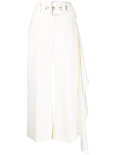 Jw Anderson Belted Cropped Trousers In White