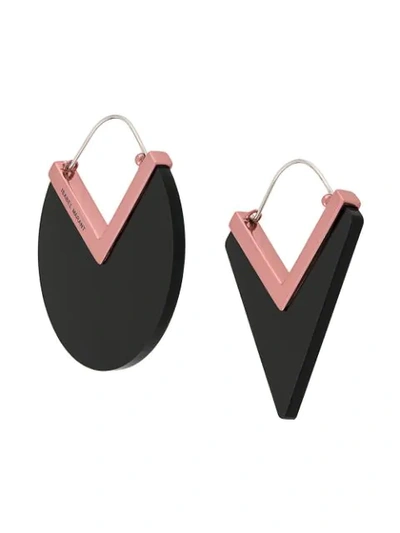 Isabel Marant Geometric Mismatched Drop Earrings In Black