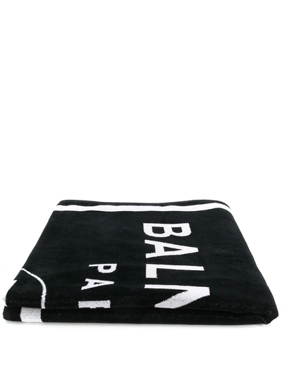 Balmain Logo Beach Towel In 黑色