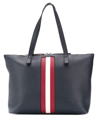 Bally Samirah Contrasting Stripe Tote In Blue