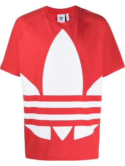 Adidas Originals Oversized Branded T-shirt In Red