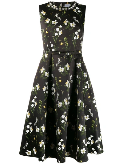 Erdem Floral Printed Evening Dress In Black