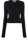 Jil Sander Cropped Round Neck Jumper In Blue