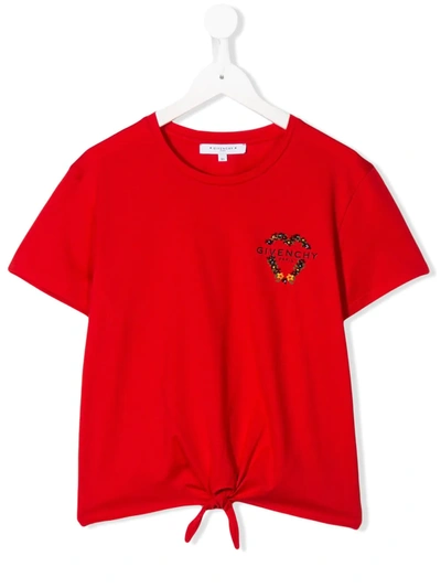 Givenchy Kids' Short Sleeve Knot Detail T-shirt In Red
