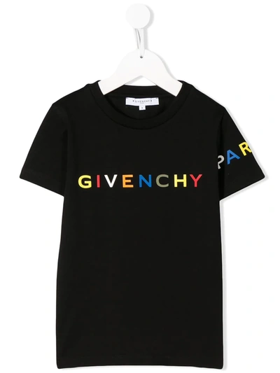 Givenchy Boy's Multicolor Text Short-sleeve Logo T-shirt, Size 12-14 In Black