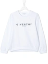 Givenchy Kids' Long Sleeve Logo Print Pullover In White