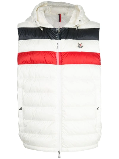 Moncler Padded Striped Gilet In White