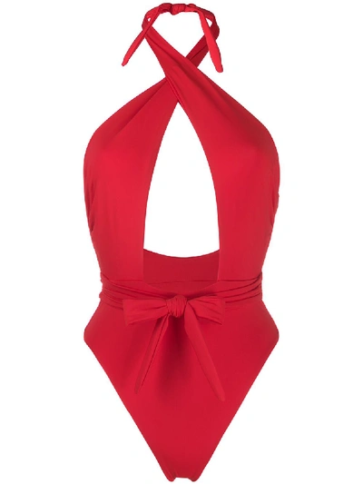 Mara Hoffman Roni Crossover Swimsuit In Red
