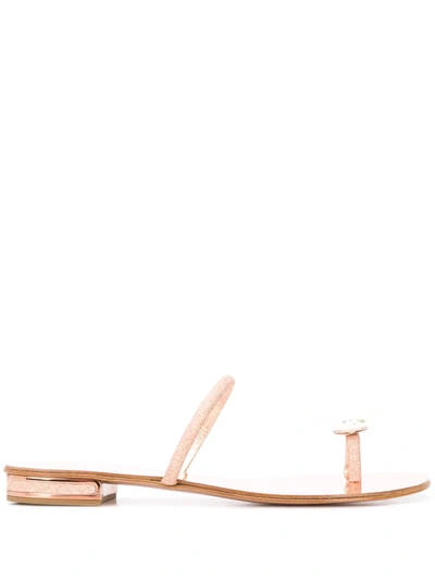 Casadei Butterfly Ring Sandals In Gold