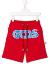 Gcds Kids' Logo Printed Track Shorts In Red