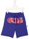 Gcds Kids' Logo Printed Track Shorts In Purple