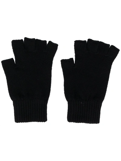 Pringle Of Scotland Fingerless Cashmere Gloves In Black