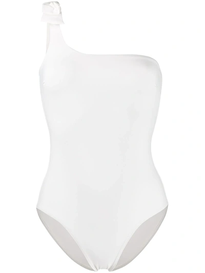 Zimmermann Peggy Asymmetric One-shoulder Swimsuit In White