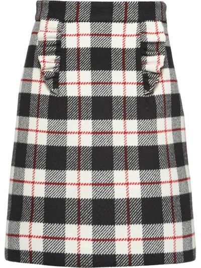 Miu Miu Checked A-line Mini Skirt In Multi