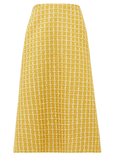 Balenciaga Tweed A-line Skirt In Yellow