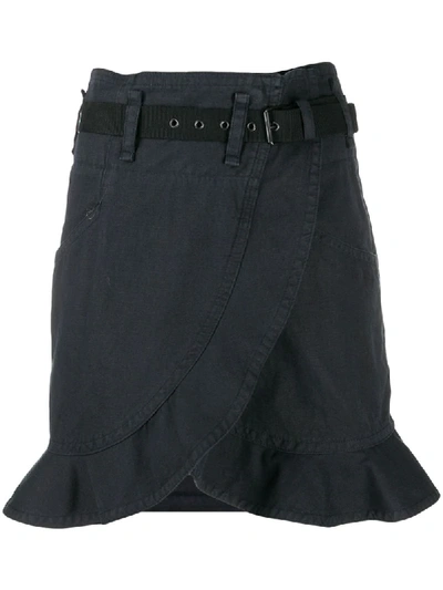 Isabel Marant Étoile Roan Ruffled Belted Cotton-blend Wrap Mini Skirt In Black