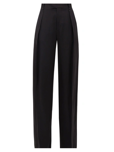 Bottega Veneta High-rise Wide-leg Silk Trousers In Black