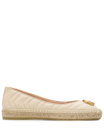 Gucci Pilar Chevron-quilted Leather Espadrilles In Beige