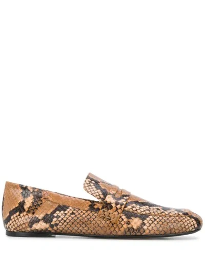 Joseph Python-embossed Collapsible-heel Leather Loafers In Beige
